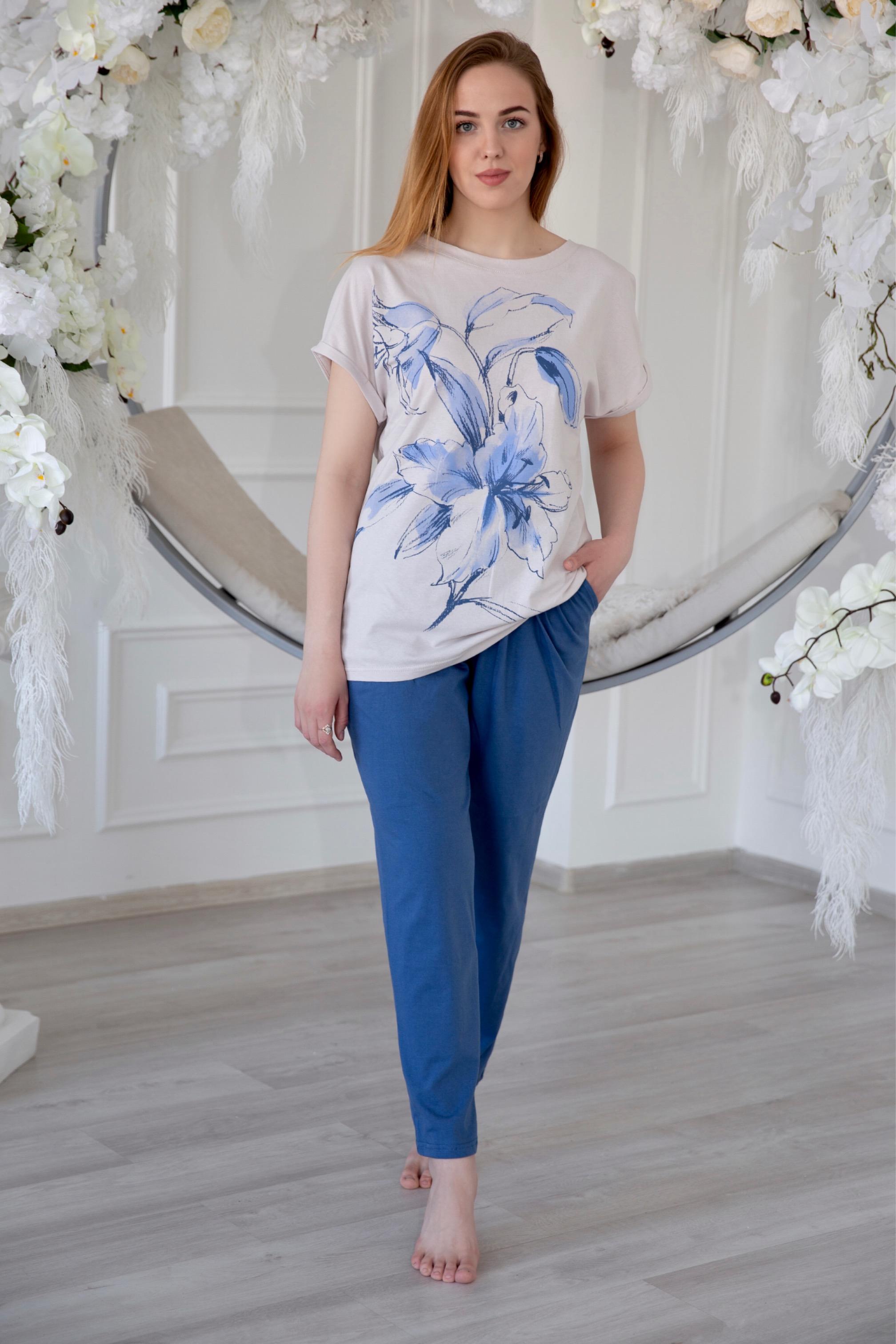 Фото товара 20907, легкий костюм: брюки и футболка